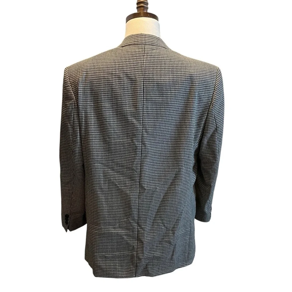 Bachrach Suit Blazer Jacket Sport Coat Black White Size 42R Wool Check Office
